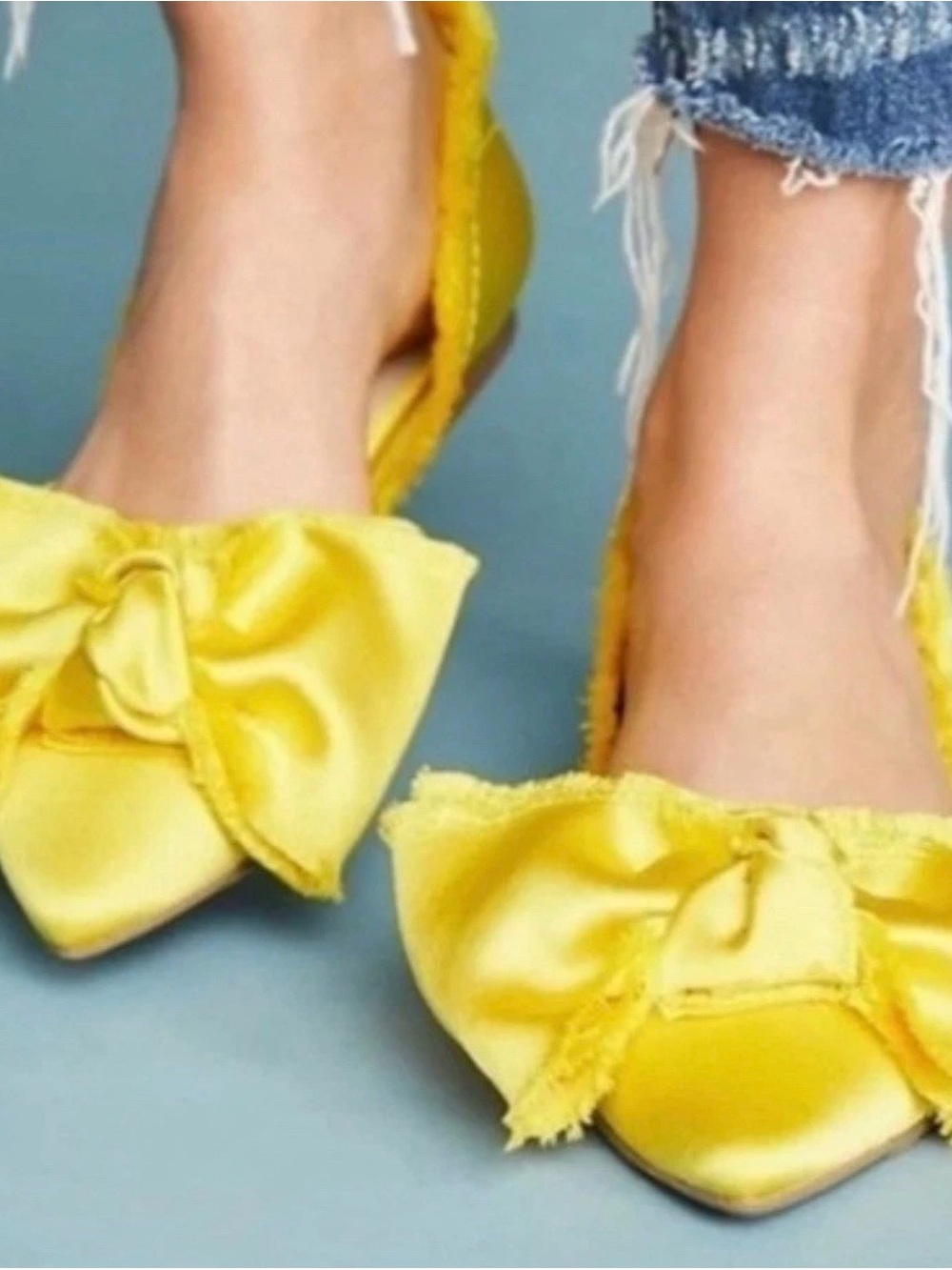 Anthropologie Seychelles Bright Yellow Bow Bed & Breakfast Shoes - Picture 2 of 10